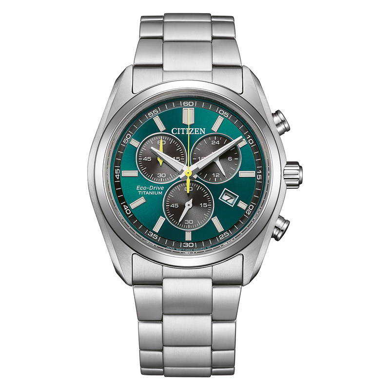 Vihreä Citizen Eco-Drive Titanium -kronografikello