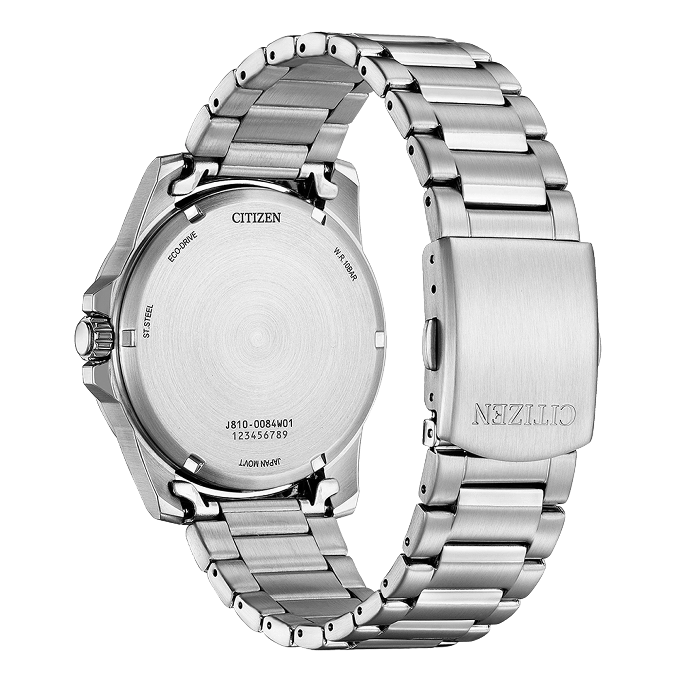 Citizen-kellon takaosa, ruostumaton teräs, Eco-Drive, vesitiivis, Japanin koneisto