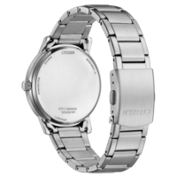 Citizen-kellon takaosa, ruostumaton teräs, Eco-Drive, vesitiivis, Japanin koneisto, mallinumero.