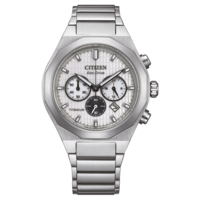 Citizen Eco-Drive titaaninen rannekello kronografilla ja hopeisella kellotaululla