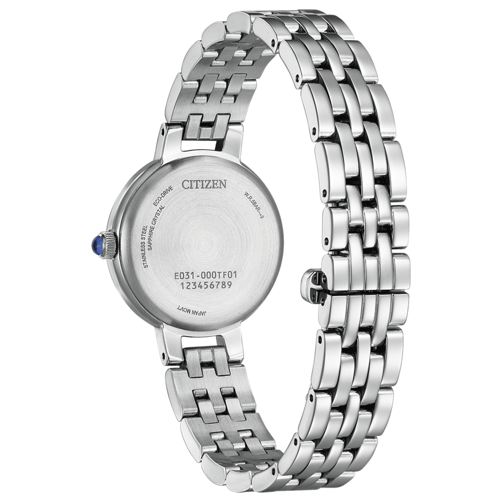 Citizen-kellon takaosa, ruostumaton teräs, safiirikristalli, Eco-Drive, Japan Movt, W.R.5BAR-9