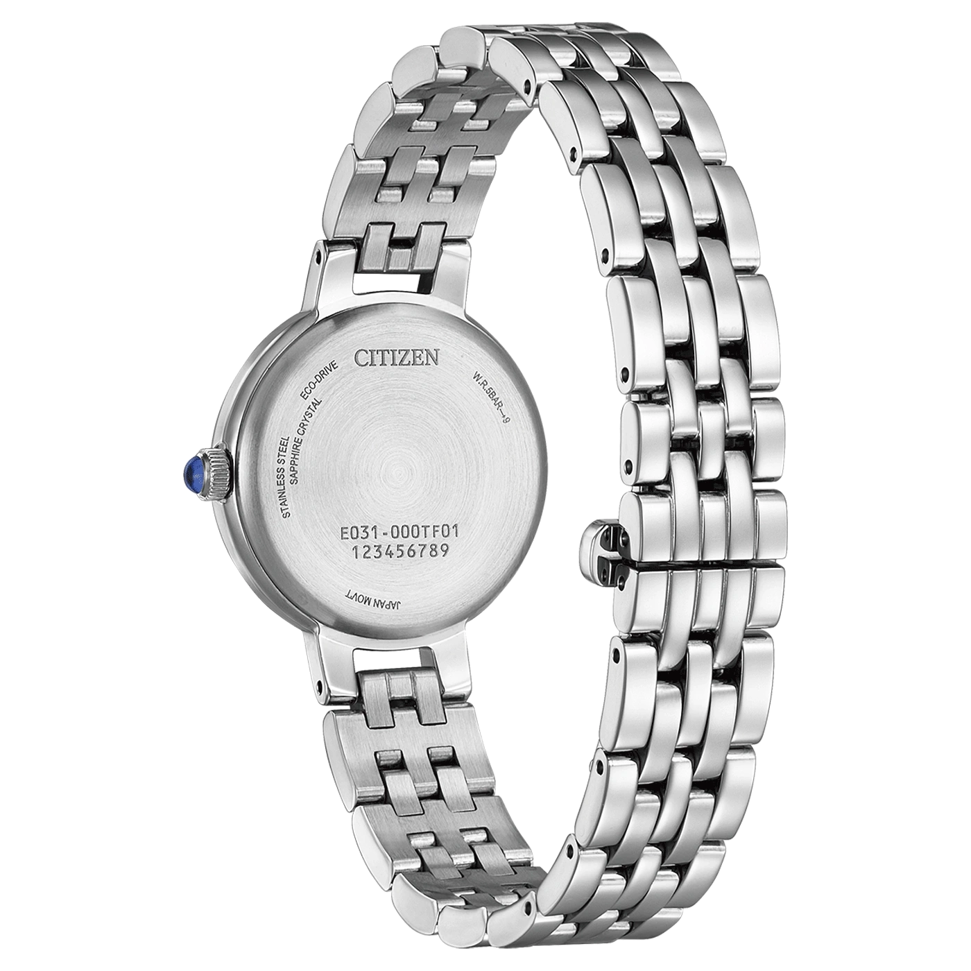 Citizen-kellon takaosa, ruostumaton teräs, safiirikristalli, Eco-Drive, Japan movt.