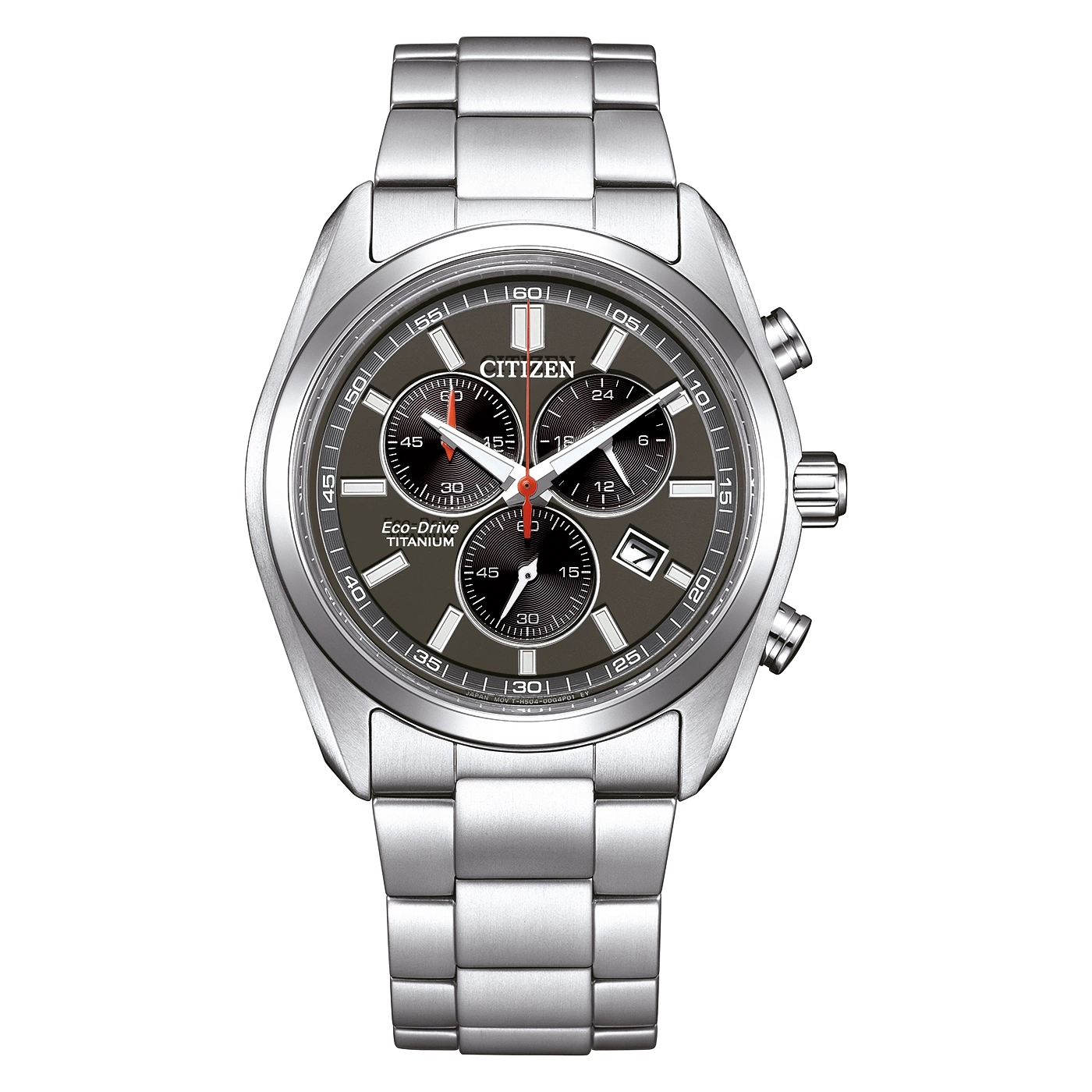 Citizen Eco-Drive Titanium kronografikello harmaalla kellotaululla