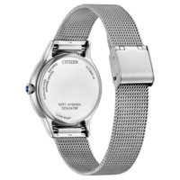 Citizen-kello, ruostumaton teräs, safiirikristalli, Eco-Drive, verkkovyö, hopea