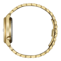 Kultakellon sivukuva, tyylikäs muotoilu, pyöreä rannekoru, ylellinen asuste, ajannäyttölaite.