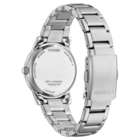 Citizen-kellon takaosa, ruostumatonta terästä, Eco-Drive, vesitiivis, Japanin koneisto, mallinumero.