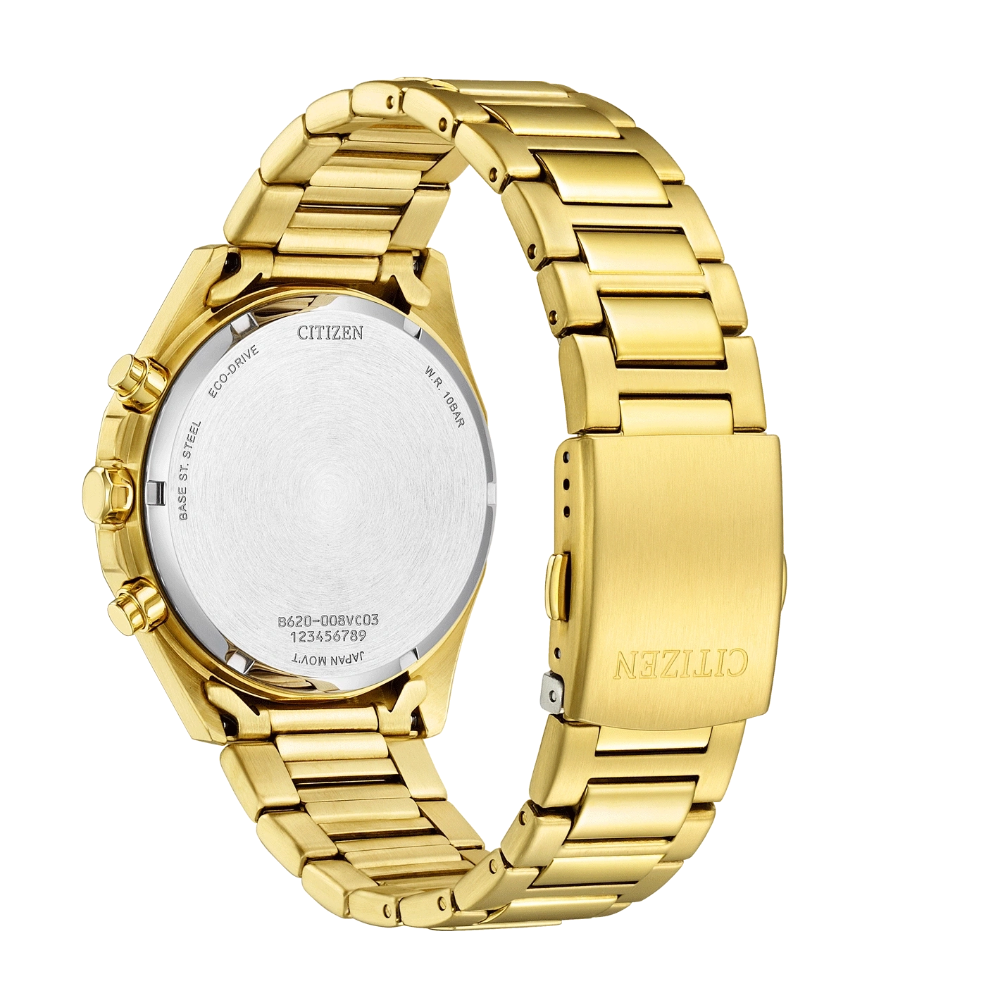 Citizen-kello, kulta, takanäkymä, Eco-Drive, ruostumaton teräs, Japanin liike.