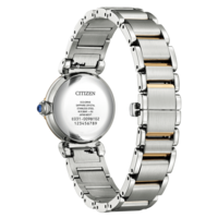 Citizen-kellon takaosa, ruostumaton teräs, safiiri, eco-drive, Japanin liike.