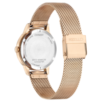 Citizen-kellon takaosa, ruusukulta, ruostumaton teräs, Eco-Drive, W.R.10BAR, Japan Mov't